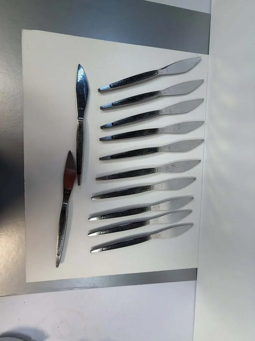 Set of 12 Vintage AS Stainless Japan Mid-Century‎ Modern Dinner Knives